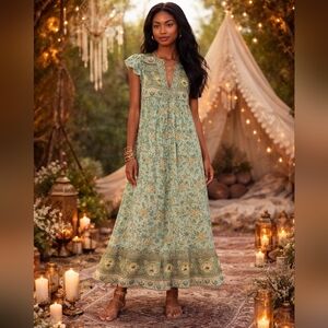 Spell & The Gypsy Folk Song House Dress in Sage - Medium
